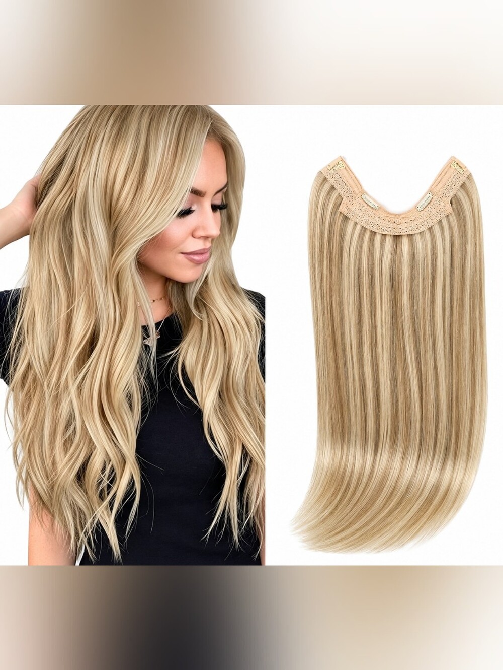 Sunny Hair Wire Hair Extensions Real Human Hair Adjustable Line Hairpiece